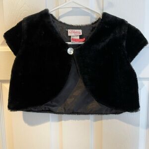 Macy's Girls Bloom Black Faux Fur (Size 10-12)